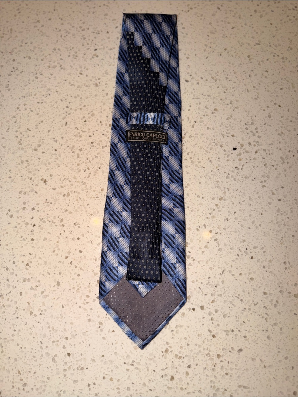 Enrico Capucci Blue Geometric Silk Tie - Picture 6 of 7